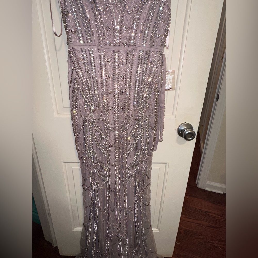 Lavender Split Prom Dress with Beadings main image 1